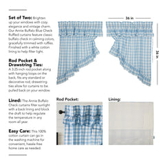 Annie Buffalo Ruffled Prairie Swag - Blue