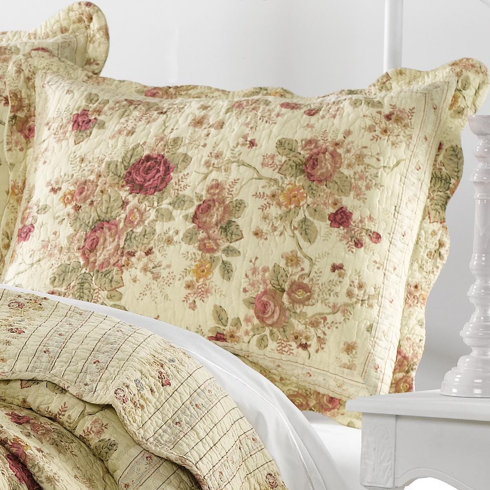 Antique Rose Ecru Pillow Sham
